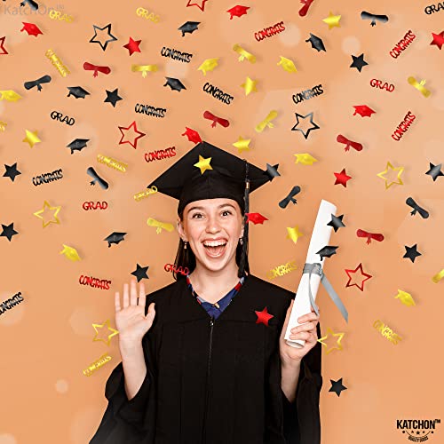 Image of Graduation Decorations 2026, Shiny Congrats Grad Confetti 2026 - Pack of 1300 | Black, Red and Gold Graduation Confetti Class of 2026, | Class of 2026 Decorations, KatchOn