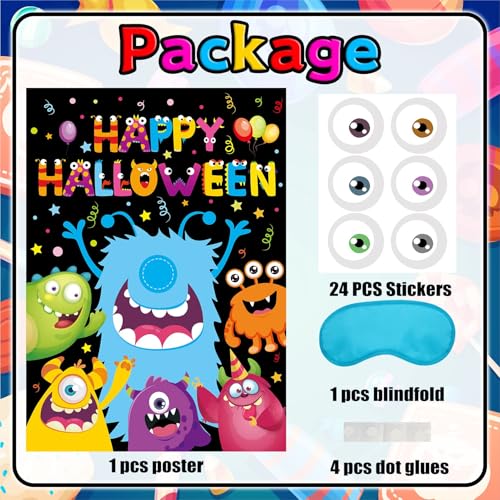 Image of Halloween Games for Kids, Pin the Eye on the Monster Game Decorations