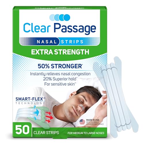 nasal strips clear extra strength 50 count  works instantly to improve sleep reduce snoring amp relieve nasal congestion due to colds amp allergies