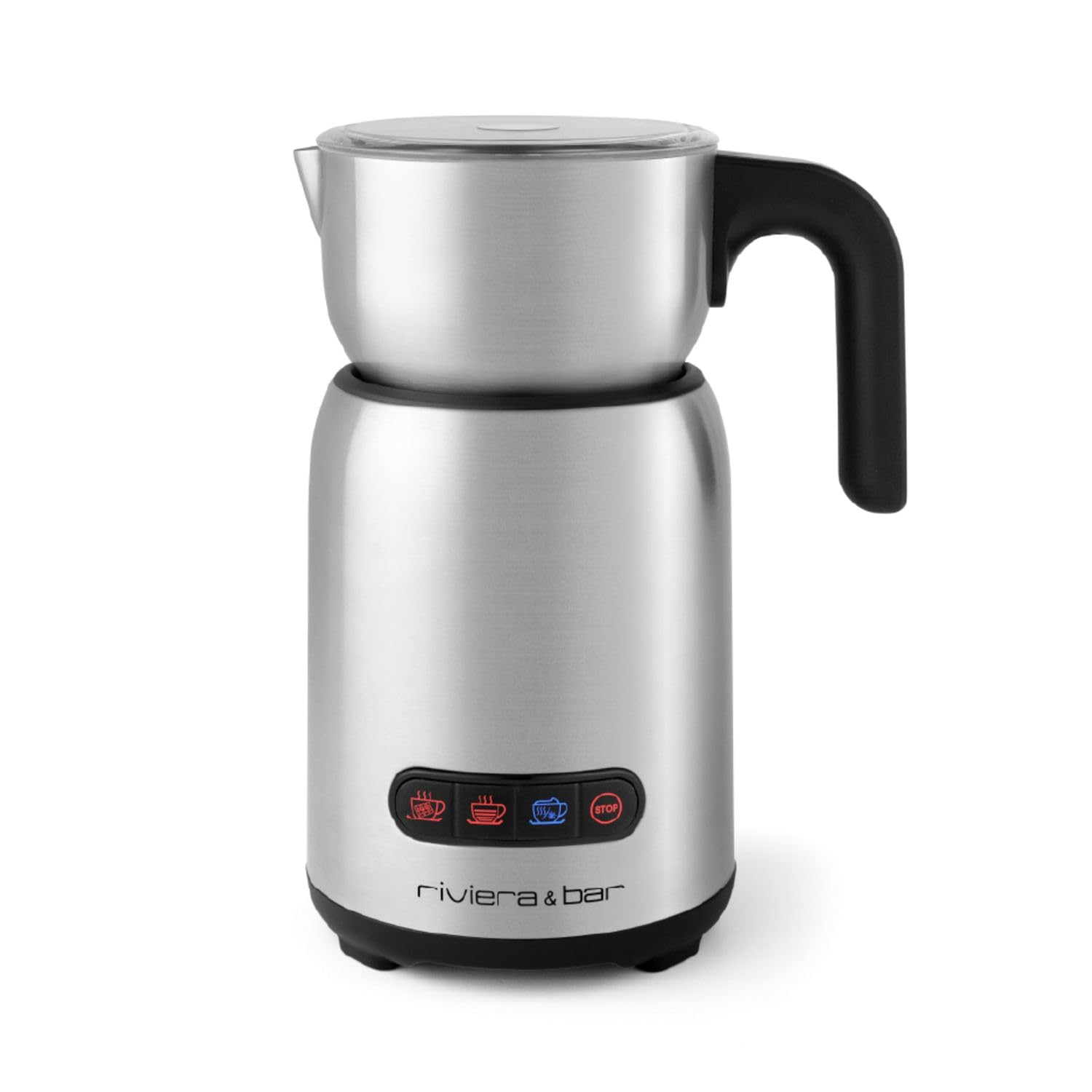 riviera&bar Chocolatière et Emulsionneur Induction 600ml - 650W, 4 Fonctions Préréglées, Pot Pivotant 360° - Compatible Lave-Vaisselle - Sécurité Arrêt Automatique - Inox Noir