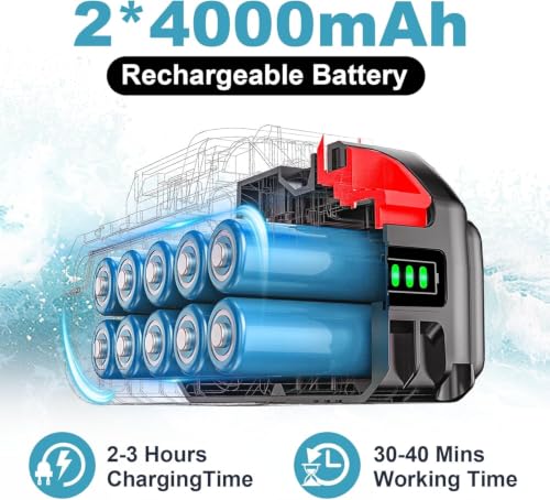 Image of Cordless Portable Washer, Brushless Motor, 4 Speed Modes, 6-in-1 Swivel Nozzle, 2 x 4.0 Ah Batteries, 5 m Hose, Lightweight Handheld Car Washer for Home, Garden
