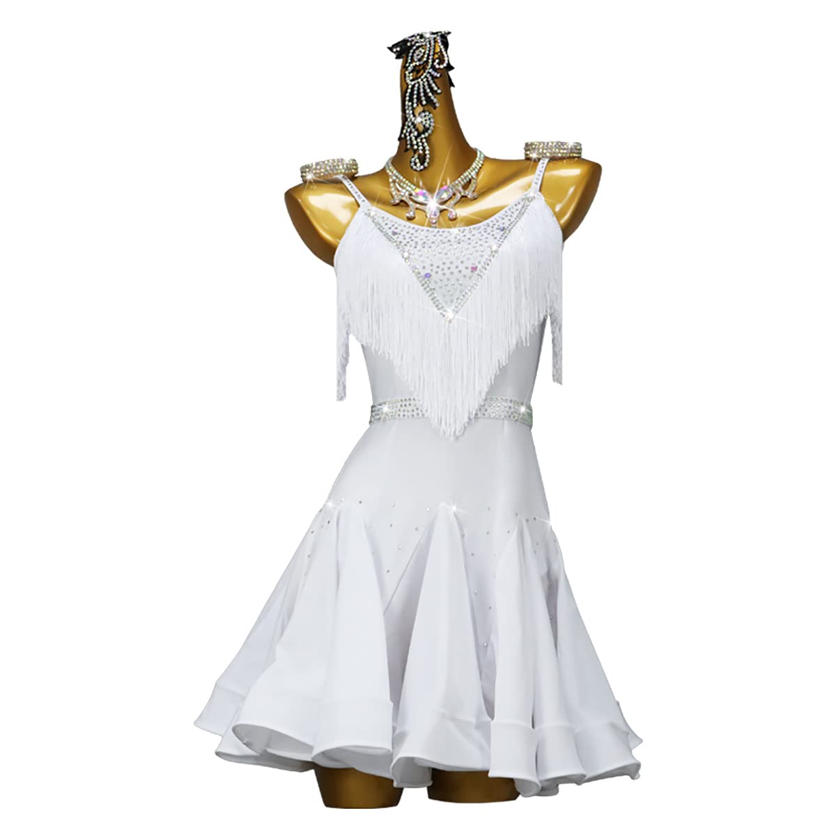 Latein Tanz Performance Kleider Mit Fransen Für Damen Ärmelloses Tango Modern Turnierkleid Mit V-Ausschnitt Gesellschafts latein Kleid Damen latein Kleider Latino Kleid