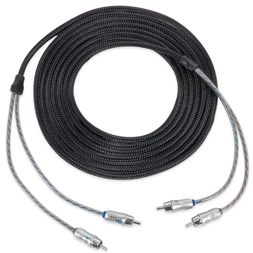 NVX® XIX27 22.97 ft (7 Meter) Oxygen Free Copper 2-Channel Double Twisted Pair X-Series Car Audio RCA Audio Interconnect Cable with Shielded Noise Reduction and Split-tip Silver-Plated Machined Ends