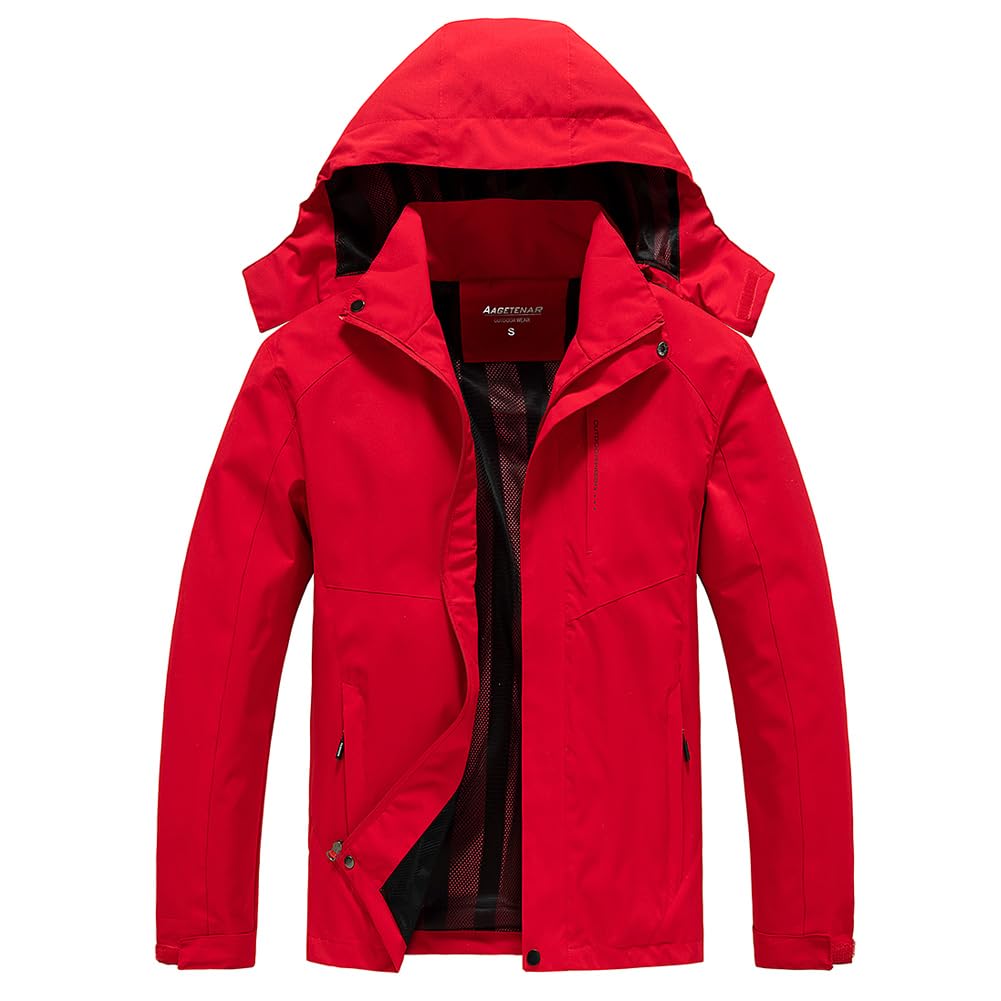 Aagetenar Men's Waterproof Rain Jacket Lightweight Mountain Sports Outdoor Trench Softshell Windproof Jacket for Hiking
