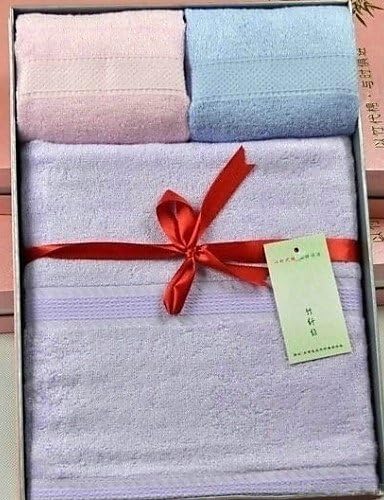 Bamboo Fiber Towels 3pcs / Set Blue / Green / White / Purpel / Yellow, Jacquard,140*70cm,76*34cm , blue