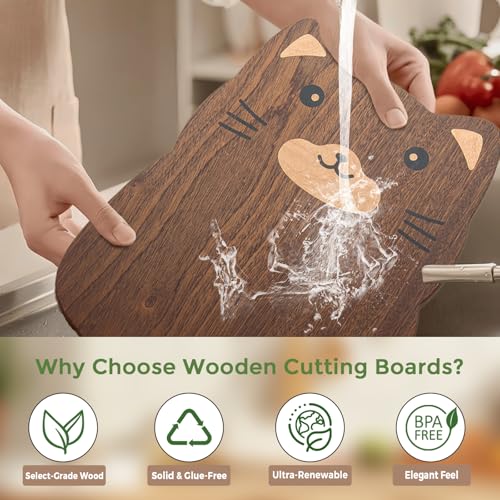 Tabla de cortar de madera con diseño de gato 33x25 cm miniatura 6