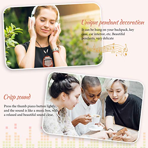 Eboot HJ0582 10 Pieces 8 Keys Mini Piano Set Include Finger Thumb Piano With Lanyard Chain, Finger Protector And Cleaning Cloth Christmas Gift For Adults Beginners thumb #4