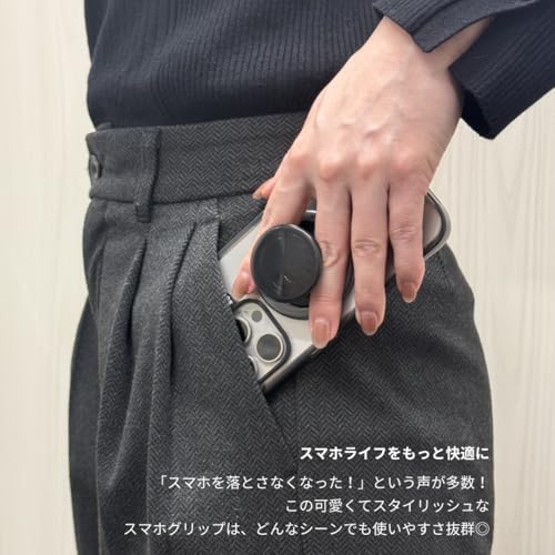 MagSafe ポップ型グリップ クリスタル スマホ用グリップ クリア スタンド 韓国 透明 携帯スタンド アクセサリー スマホリング マグセーフ スマホグリップ&スタンド iPhone16 Plus Pro Max iPhone15 14 13 12 シリーズ （クリア）