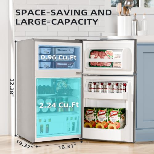 Image of Antarctic Star 3.1 Cu.Ft.Compact Refrigerator with Freezer,Mini Fridge 2-Door with Adjustable Removable Shelves,For kitchen /Apartment /Dorm /Office,GREY