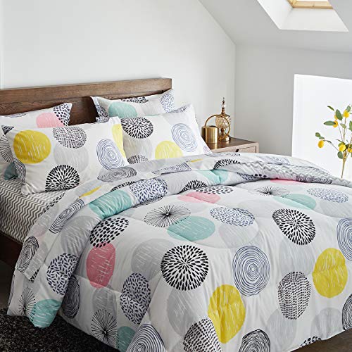 Uozzi Bedding Bed in a Bag 7 Pieces Queen Size - Colorful Dots Style - Soft Microfiber, Reversible Bed Comforter Set (1 Comforter, 2 Pillow Shams, 1 Flat Sheet, 1 Fitted Sheet, 2 Pillowcases) - Thumbnail 4