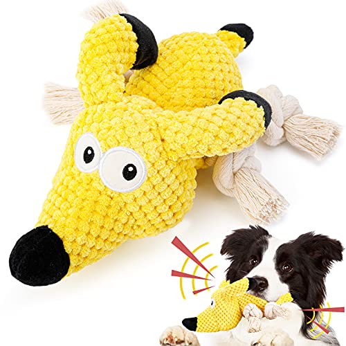 HAPPY HACHI Jouets en Peluche pour Chiens, Jouets à Mâcher Interactifs Grinçants Durables avec Coton Doux et Papier Froissé, Jouets de Santé pour Les Dents Ennui Petit/ Grand Chien Chiot (27 cm) Cover