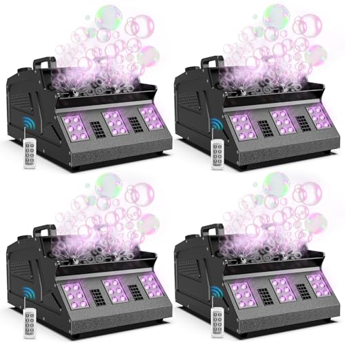 Image of 2000W Fog Machine, 3 in 1 Fog Bubble Machine with 2 Bubble Fans, 18 RGB LED Lights Smoke Bubble All in ONE Fog Machine, Bubble Machine for Halloween Christmas Party Wedding, 4 Pack