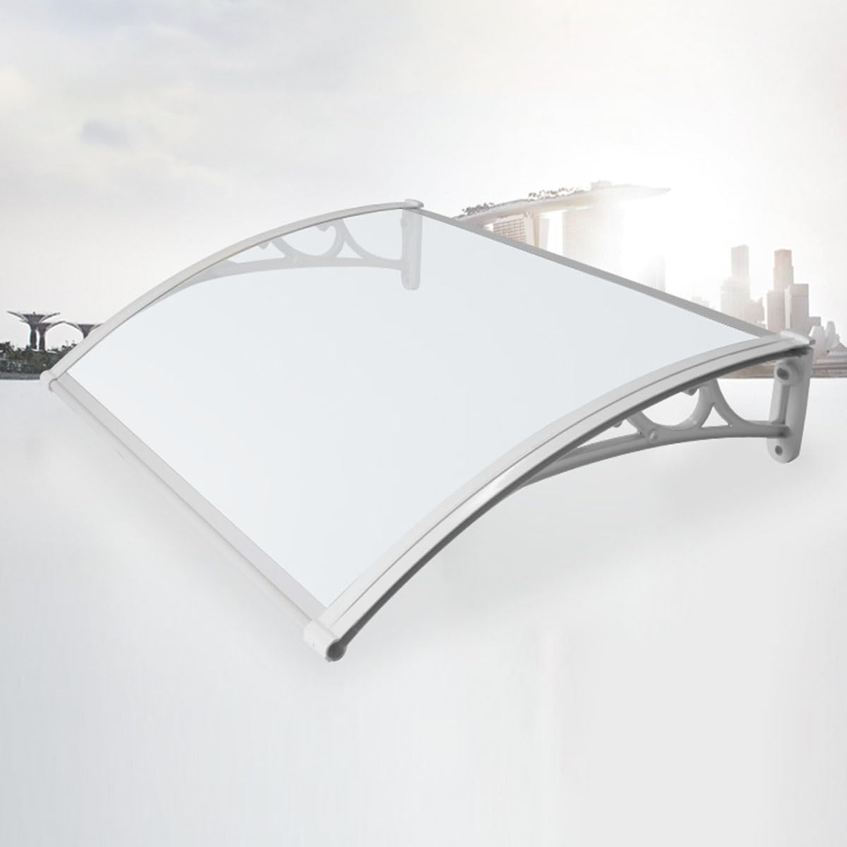Auvent extérieur pour fenêtres et portes en aluminium avec toile polycarbonate 119x239 cm