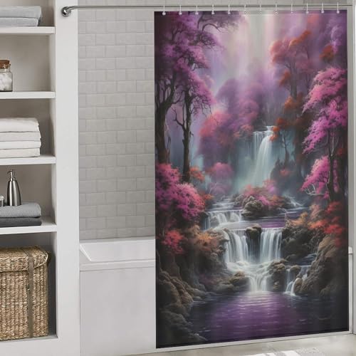 Rideau de douche imperméable anti-éclaboussures en tissu polyester lavable
