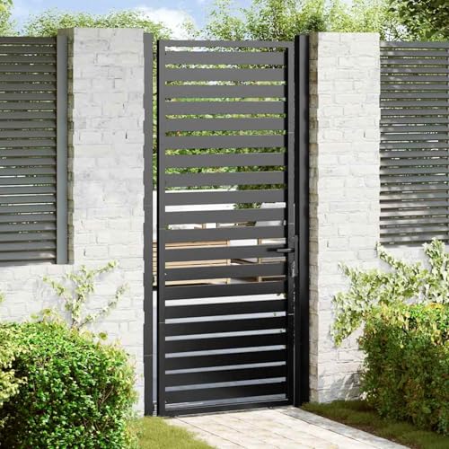 Gecheer Gartentor Abschließbar Schwarz 100x200 cm Aluminium, Gartentür Sicherheitszauntor für Gartenzaun Hoftor Einfahrt Grundstückssicherung42004150