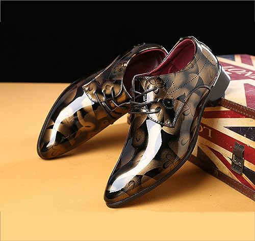 Men's Dress Shoes Fashion Floral Patent Leather Tuxedo Oxfords Formal Business Wedding Shoes Classic Suit Shoes4