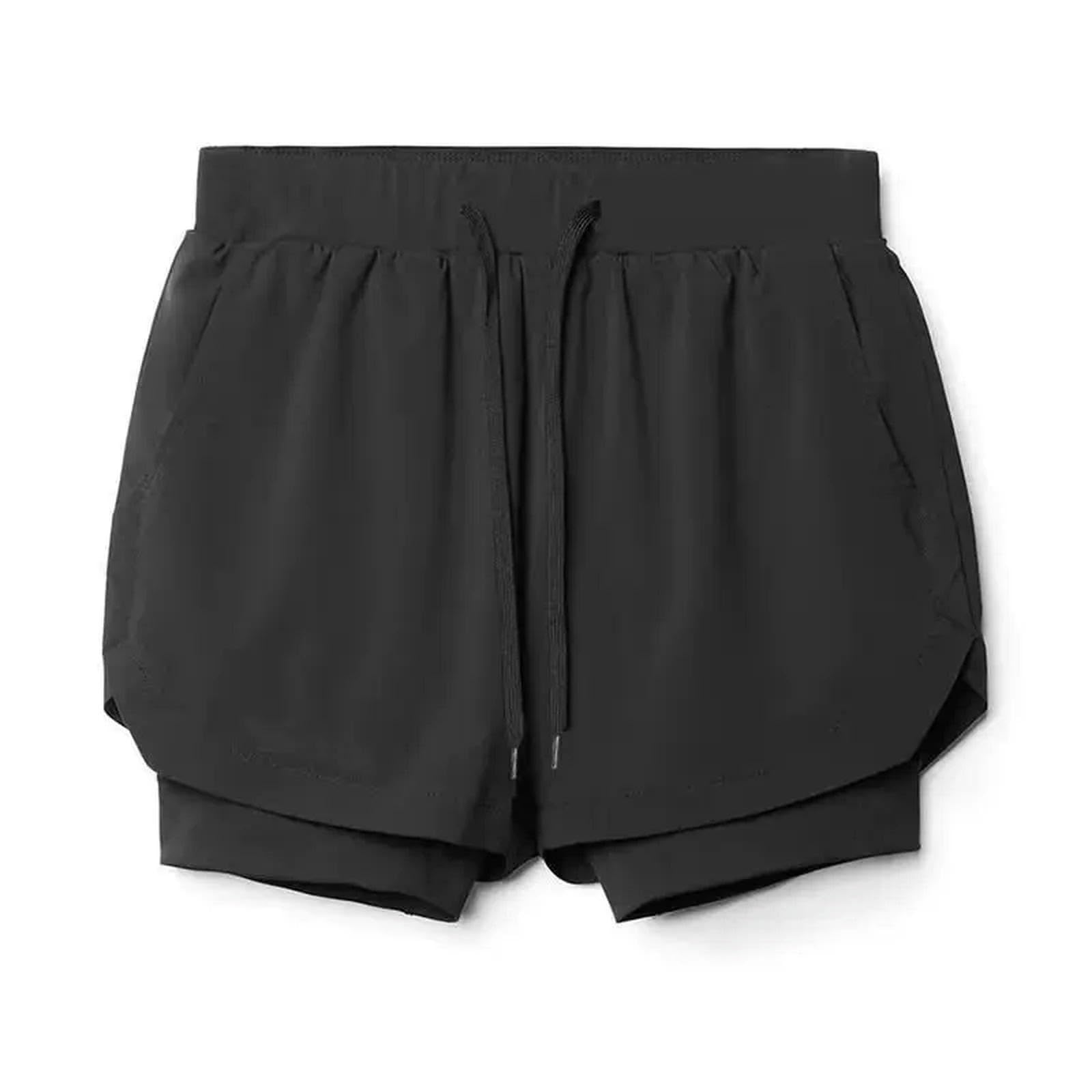 Short homme de sport anti frottement double couche élastique pour fitness