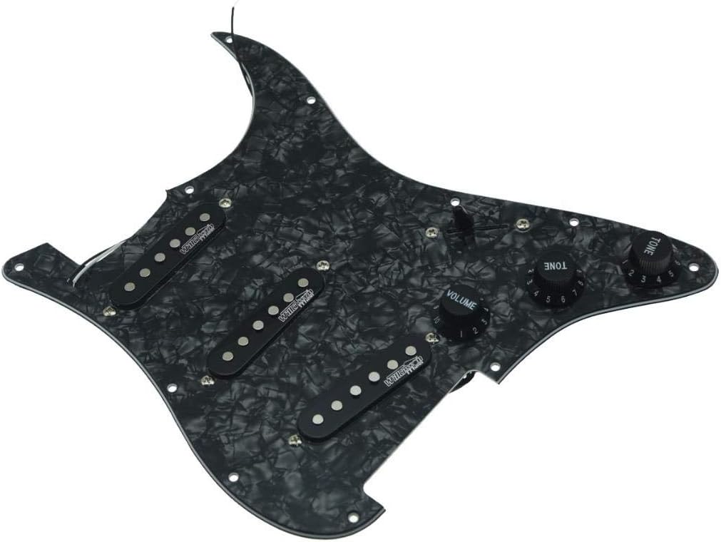 KAISH Black Pearl Loaded Electric Guitar Pickguard Prewired Pickguard with Wilkinson Pickups for USA/Mexico FD Stratocaster