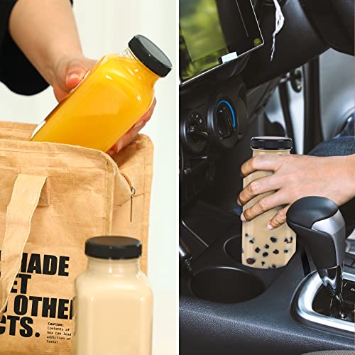 Cucumi 10Pcs 16Oz Glass Juice Bottles With Lids, Reusable Juice Containers Drinking Jars Water Cups With Brush, Glass Straws, Lids With Hole #TOP5