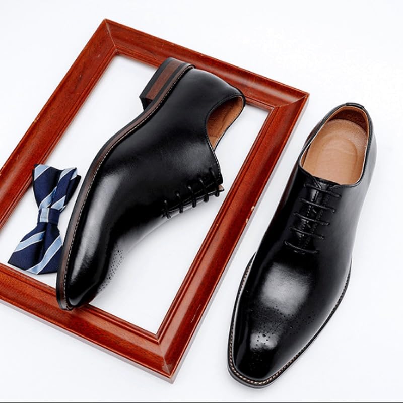 Men's Patent Leather Formal Oxford Slip On Dress Shoes Men British Style Lace Up Wing Tip Derby Shoe3