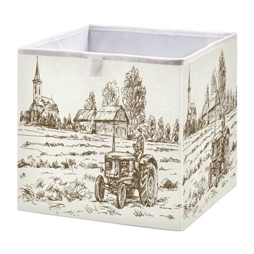 Qugrlrustictractorcubestoragebinsorganizerfarmhousegrassclothestoystoragebasketboxforshelvesclosetcabinetofficedormbedroom11x11in Urban Country Home Decor Qugrl rustic tractor cube storage bins organizer farmhouse grass clothes toy storage basket box for shelves closet cabinet office dorm bedroom 11×11 in urban country home decor