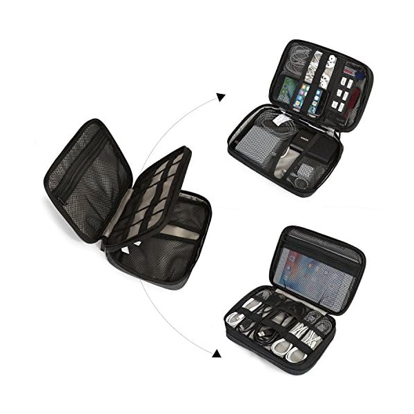 bagsmart Elektronik Tasche, Doppelte Schichte Elektronische Tasche Reise für iPad Mini, Kabel, Ladegerät,Adapter… – Bild 4