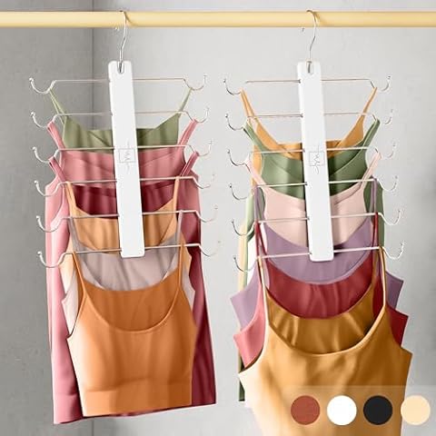 MORALVE European Beechwood Tank Top Hangers - 2 Pack - Space Saving Sports Bra Hanger for Closet - Cami Hanger Space Saving Tank Top Organizer - Closet Bra Hanger - Space Saving Hanging Bra Organizer Cover