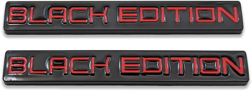 2X Chrome Metal Black Edition Logo Car Emblem Auto Badge 3D Premium Sticker Racing Sport Decal Replacement (Black&Red)
