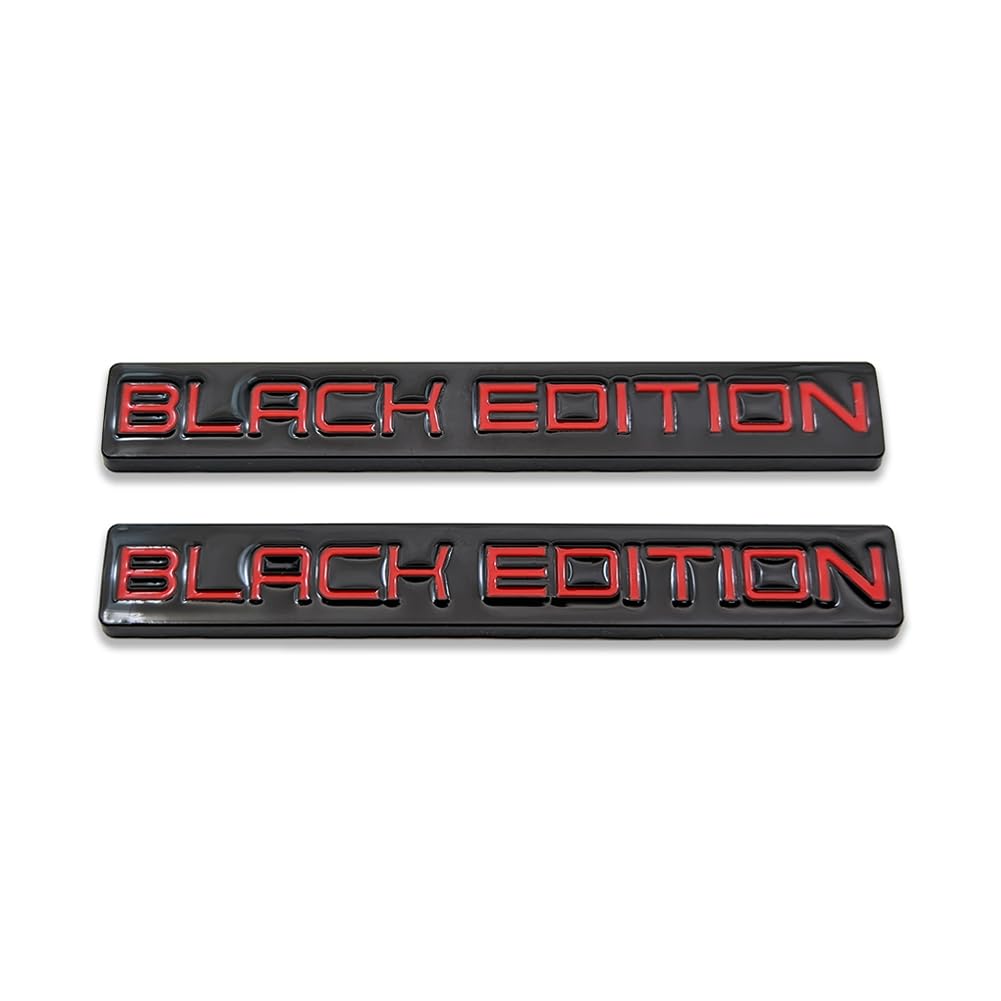 2X Chrome Metal Black Edition Logo Car Emblem Auto Badge 3D Premium Sticker Racing Sport Decal Replacement (Black&Red)