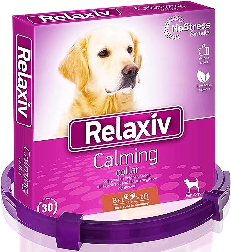 Beloved Pets Calming Collar for Dogs | Improved DE-Stress Formula | Reduces Anxiety During Travel, Fireworks, Thunder, Vet Visits | Helps to Relieve Stress, Scratching, Fighting, Hiding