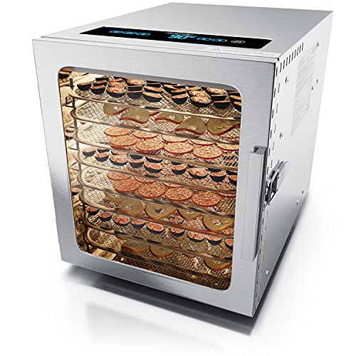 Arendo - Edelstahl Dörrautomat 500 Watt mit Temperaturregler - Edelstahl Dörrgerät für Lebensmittel Fleisch Früchte…