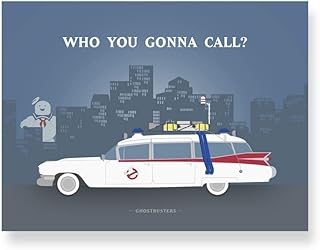 Ghostbusters GRAPHIC Print |"Who You Gonna Call?" | Ecto-1 Ghostbusters Car illustration | Stay Puft Marshmallow Man too!