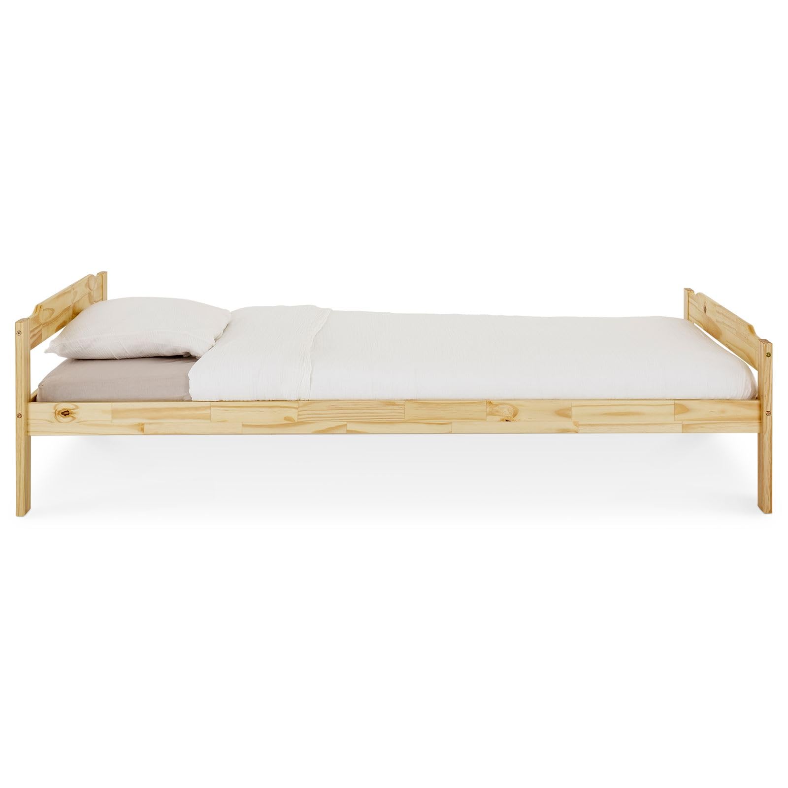IDIMEX Massivholzbett Moritz aus Kiefer Massivholz 90x200 cm, Natur - Einzelbett kür Kinderzimmer, Tagesbett Jugendbett, einfaches Gästebett, Bettgestell lackiert