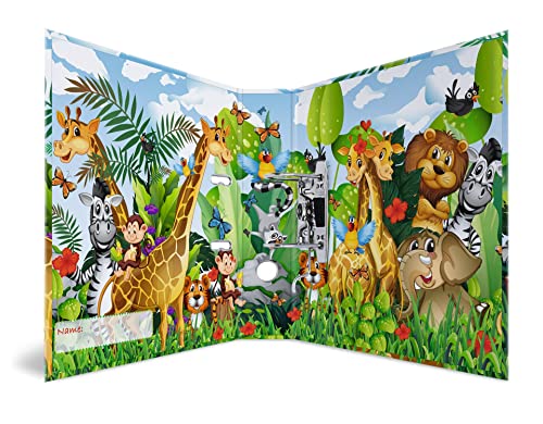 HERMA Ordner A4 Dschungel, 7 cm breit, Ringordner mit Kindergarten Motiv, bunter Aktenordner mit Innendruck für Jungen, Mädchen und Kinder