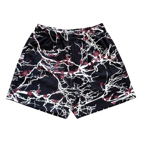 Floral Graphic Quick Dry Beach Shorts Summer Casual Lounge Bottoms Emo 2000s Y2k Grunge Mesh Shorts Men Women3