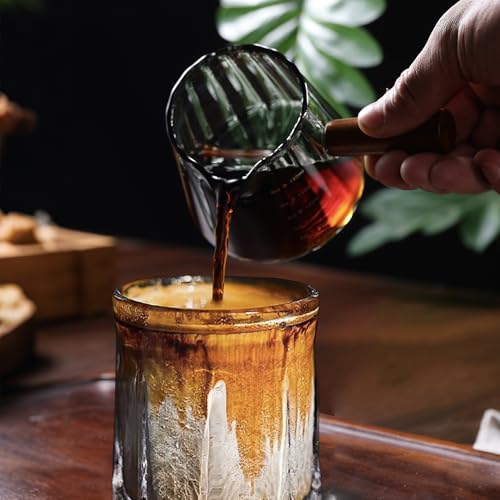 Vaso medidor 6 oz de vidrio borosilicato con asa de madera miniatura 3