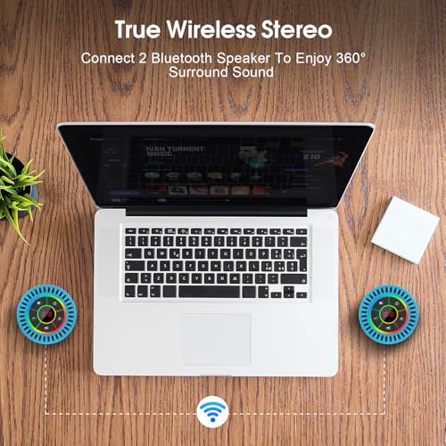 Image of Bluetooth Speaker, Shower Speaker IPX7 Waterproof, Speakers Bluetooth Wireless with Rich Bass, Portable Speaker with LED Light, Suction Cup,8H Playtime, for Bathroom Party Beach, Ideal Gifts, Blue