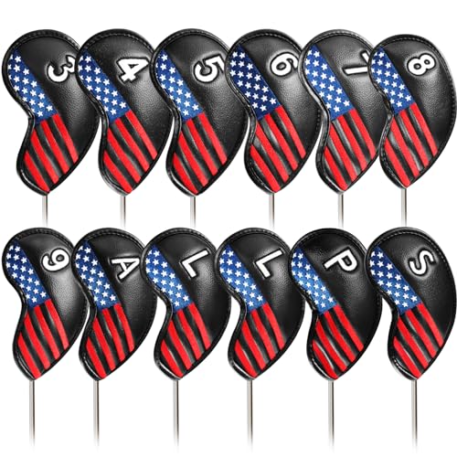 FINGER TEN Premium Synthetic Leather Stylish Iron & Wedge Golf Head Covers Value 12 Piece Set,...