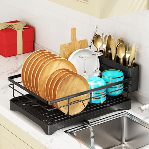 Image of coobest Dish Drying Rack, Dish Racks for Kitchen Counter with Utensil Holder, Dish Drainers for Kitchen Counter with Drainboard, Kitchen Organizers & Storage Gadgets, House Warming Gifts for New Home