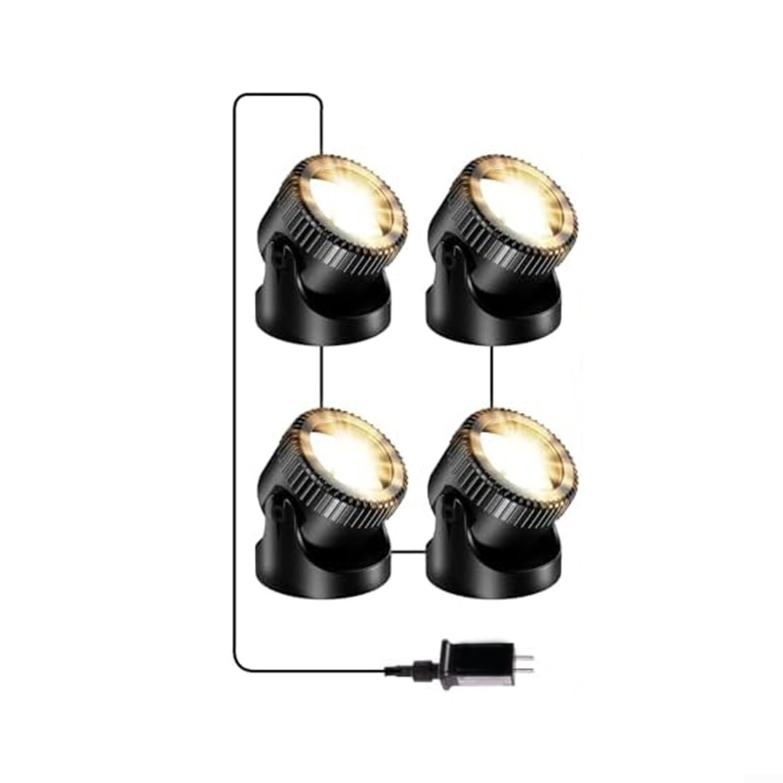 Luci subacquee 4 in 1 per laghetto, impermeabilità IP68, LED per giardino, piscina, fontana, decorazione, kit di illuminazione esterna (bianco caldo)