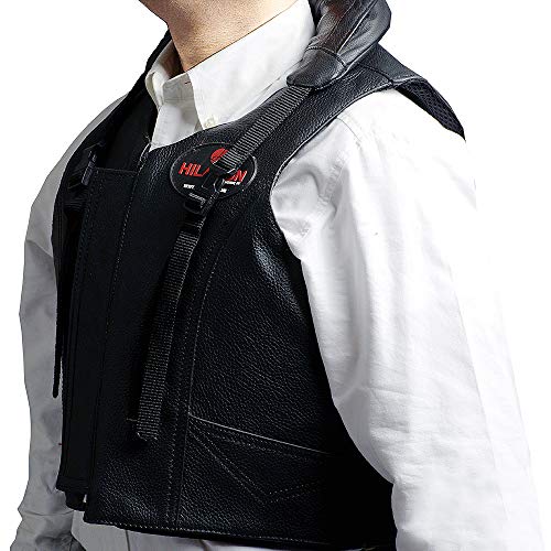 Hilason Safety Bull Riding Vest Protective Leather Black | Bull Riding Gear | Leather Vest | Riding Vest Equestrian | Horse Riding Protective Vest #TOP1