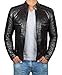 Decrum Mens Leather Jacket - Real Lambskin Cafe Racer Motorcyle Style Leather Jackets For Men