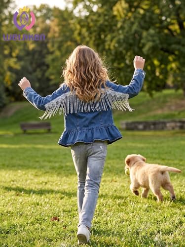 Image of WELAKEN Girls Denim Jackets - Trendy Button-Up Outerwear for Kids
