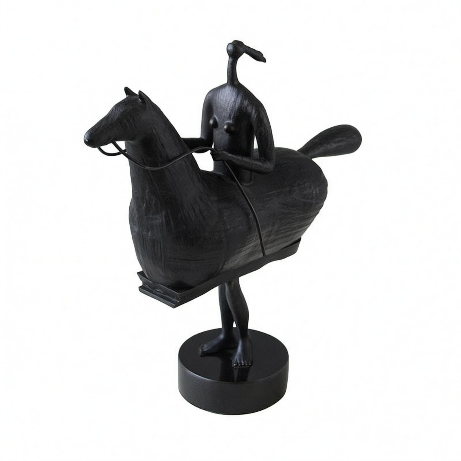 Figurine Cheval et Chevalier Métal Figurine Cheval Grande Taille Article Décoratif pour Maison, Noir