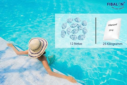 FIBALON® CiCLO® Pool Premium Filterbälle für Sandfilteranlagen 12 Netze nachhaltiges umweltfreundliches Filtermaterial mit Bester Filterleistung wiederverwendbares Poolzubehör ersetzt 25kg Filtersand