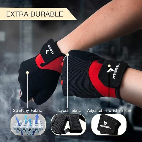 Image of ATERCEL Workout Gloves for Men and Women, Exercise Gloves for Weight Lifting, Cycling, Gym, Training, Breathable and Snug fit