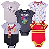 Warner Bros Harry Potter Boy's 5-Pack Hogwarts, Gryffindor and Wizard Creepers, 6 Months