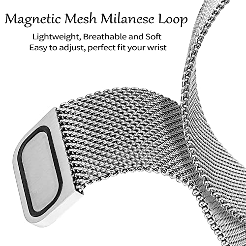 JOYOZY Magnetic Band Compatible with Apple Watch Band 38mm 40mm 41mm 42mm 44mm 45mm 46mm Milanese Strap with Bling Glitter Case Built-in Screen Protector Dressy Stainless Steel iWatch Loop for Women