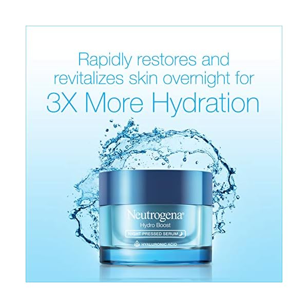 Neutrogena Hydro Boost Night Pressed Serum, Hyaluronic Acid Facial Moisturizer for Normal to Extra Dry Skin, Delivers Overnight Hydration for Restored, Revitalized, Dewy Skin, 1.7 oz