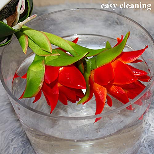 Binfen Red Potted Bromeliad - Artificial Flowers With Vase For Home And Office Decor, Aesthetic Faux Tropical Plant Bonsai, 13.4 Inch #TOP2